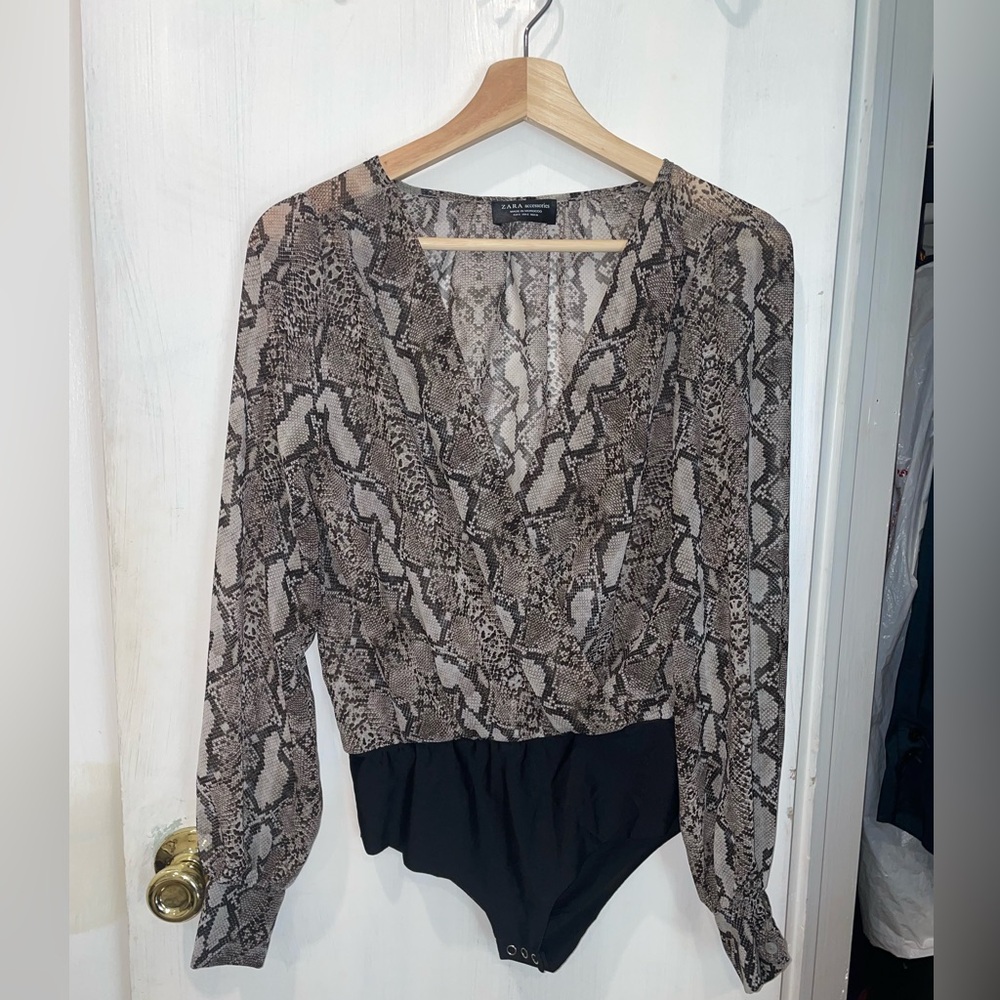 Zara Snakeskin Bodysuit, Small